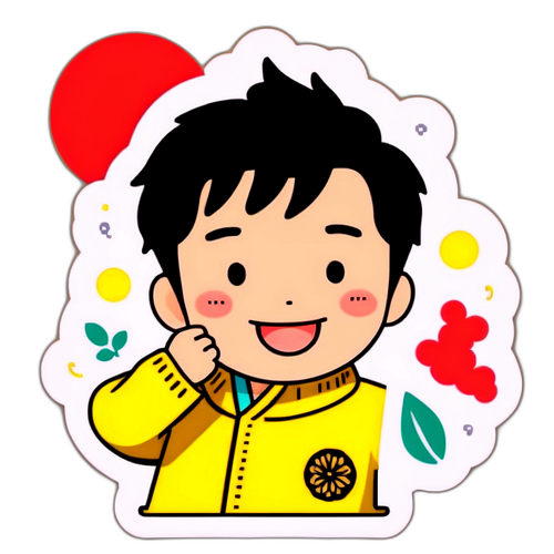 행복한 순간을 담은 따뜻한 색상의 스티커