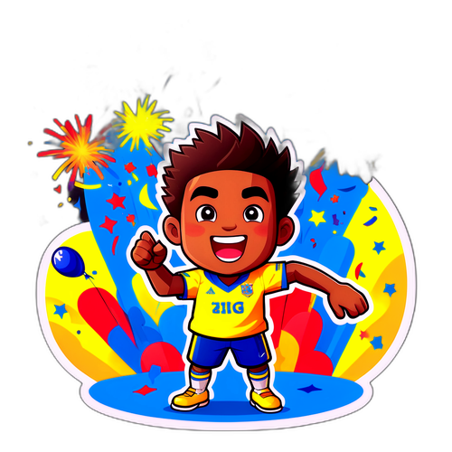 Cartoon de Kaio Jorge Celebrando um Gol