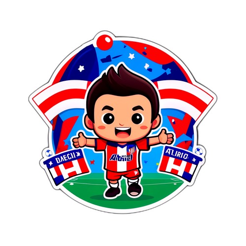Koselig fotballklistermerke med Atlético Madrid-farger