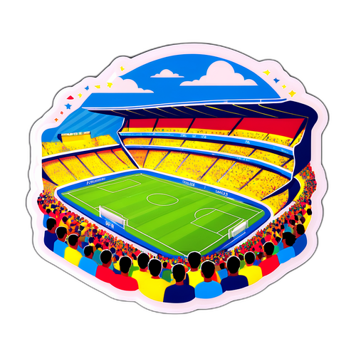 Ilustración de un estadio lleno, representando la pasión de los aficionados ecuatorianos durante un partido