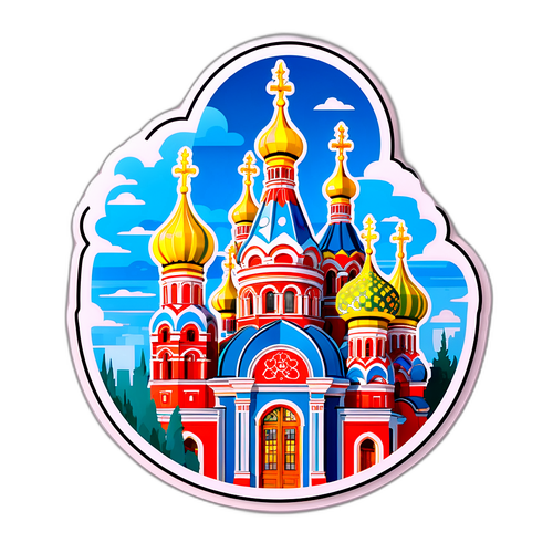 Наклейка, що поєднує класичні елементи української архітектури з сучасними дизайнерськими тенденціями