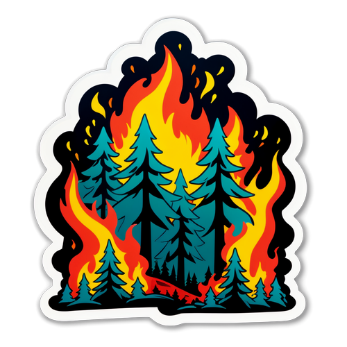 Wildfire Wonder: The Sticker That Captures Nature's Fiery Frenzy!