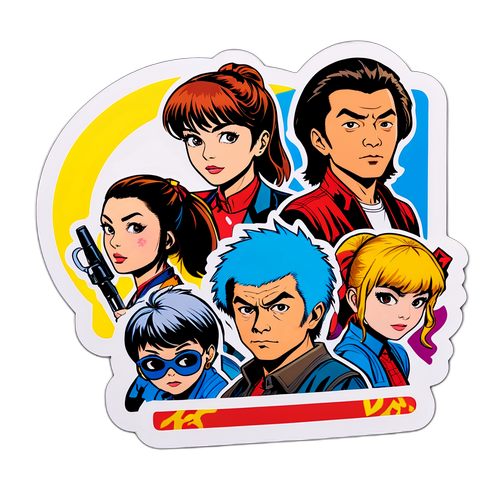 ポップアートスタイルのステッカー:山本拓海の映画キャラクター