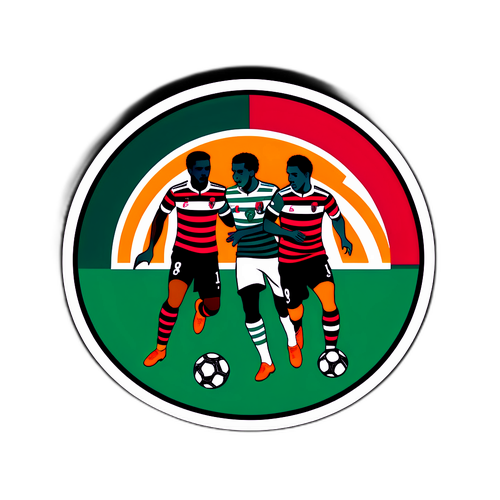 Яркая наклейка с игроками Флуминенсе и Фламенго под светом стадиона