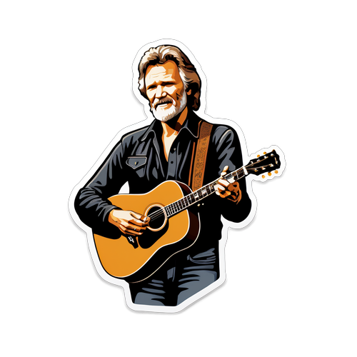 ¡Increíble! El Legado de Kris Kristofferson: Canciones Icónicas y su Guitarra en un Sticker Vintage