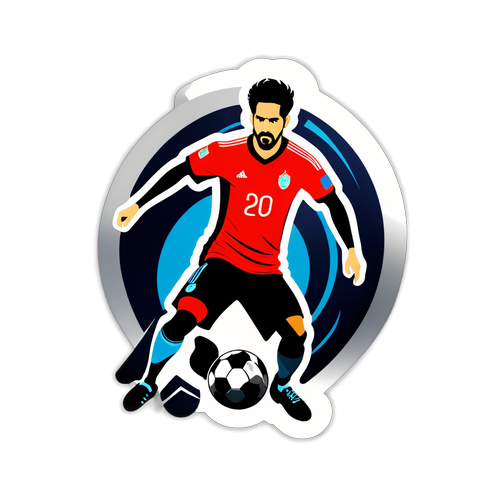 Sticker stylisé d'Isco dribblant un ballon de football