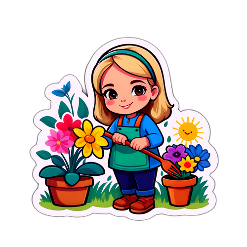 מדבקה מקסימה של שרה נתניהו ששתולה פרחים בגינה