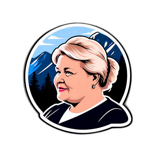 Minimalist klistremerke av Erna Solberg