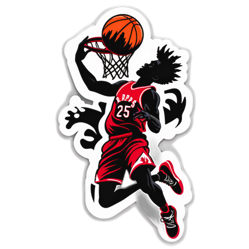 Artistikong Representasyon ng Manlalaro ng Basketball sa Mid-Air Dunk