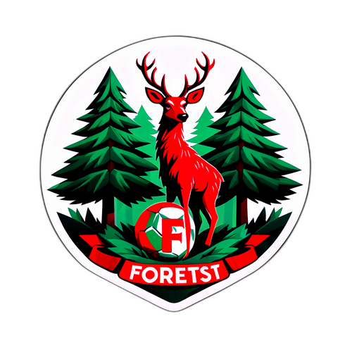 Kreatywnie przekształcone logo Nottingham Forest z elementami lasu