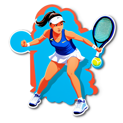Stiker Qinwen Zheng di Kourt Tenis