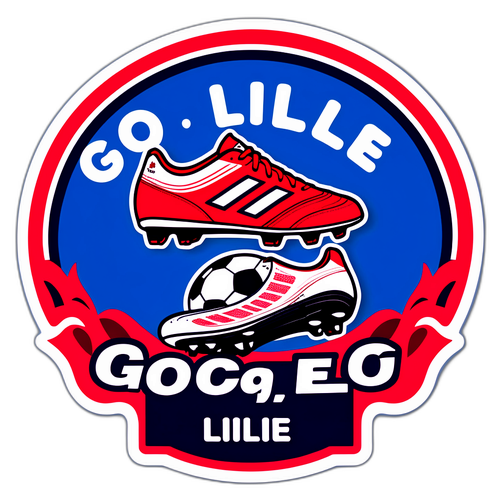 Sticker met een voetbalschoen en het logo van Lille OSC, met de tekst 'Go Lille!'