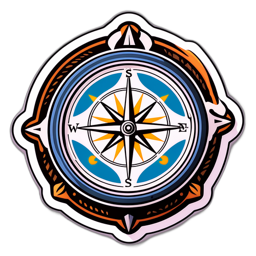 Reise-tema klistremerke med kompass