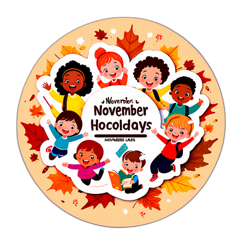 नवंबर स्कूल छुट्टियों का sticker
