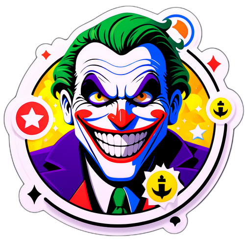 Joker cu zâmbet mare și simboluri câștigătoare