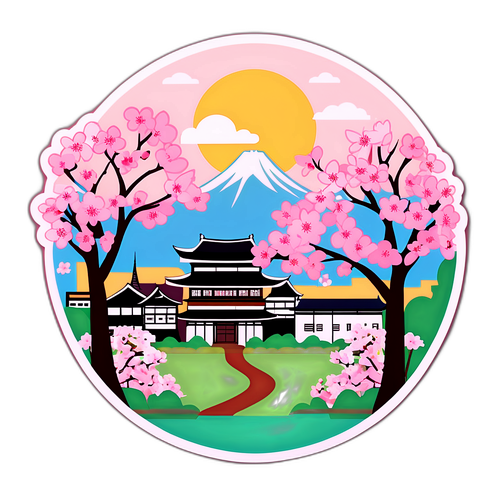 笠間市の桜と歴史的建物の風景