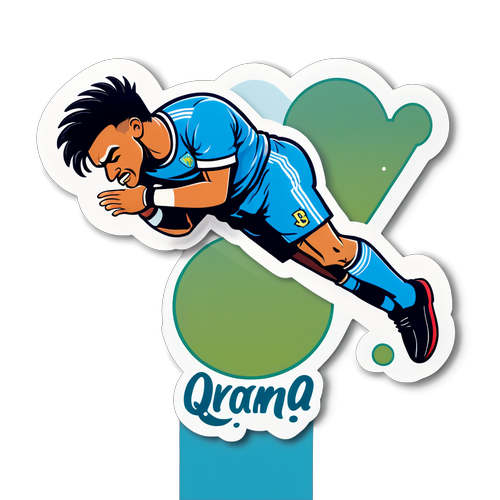 Sticker ya Mchezaji wa Soka wa Kuanguka kwa Kichekesho