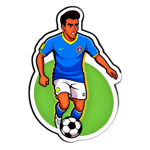 Diseño divertido de una pelota de fútbol en acción con un jugador de Bolivar FC