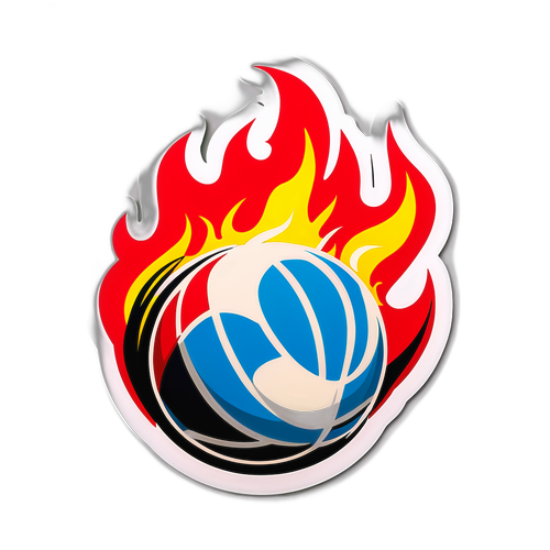 Sticker thiết kế với hình ảnh trái bóng có đuôi lửa
