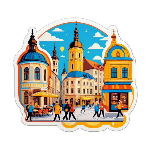 Наклейка, що відображає веселу атмосферу Львова