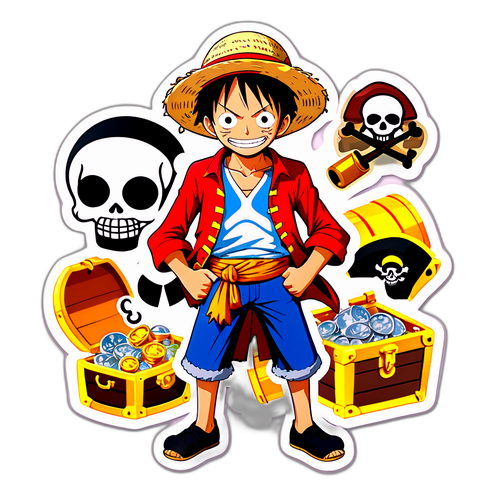 Sticker Luffy yang Berwarna-warni