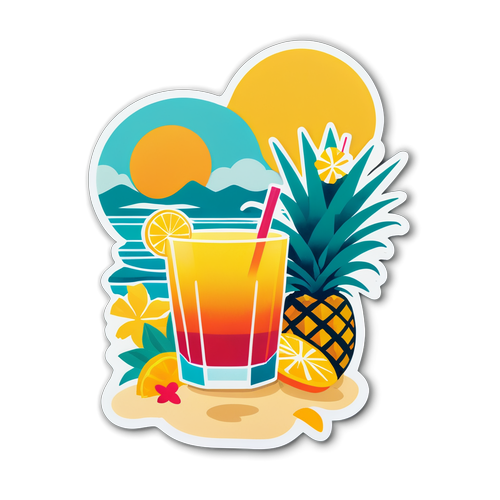 Tropical Summer Cocktail Sticker