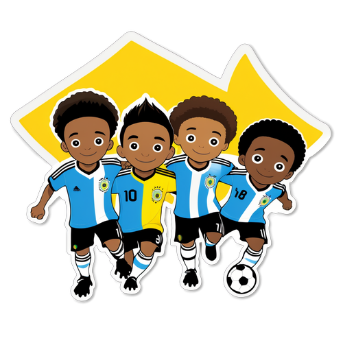 Sticker que celebra la unión de jóvenes talentos en el torneo U-20 entre Colombia y Argentina