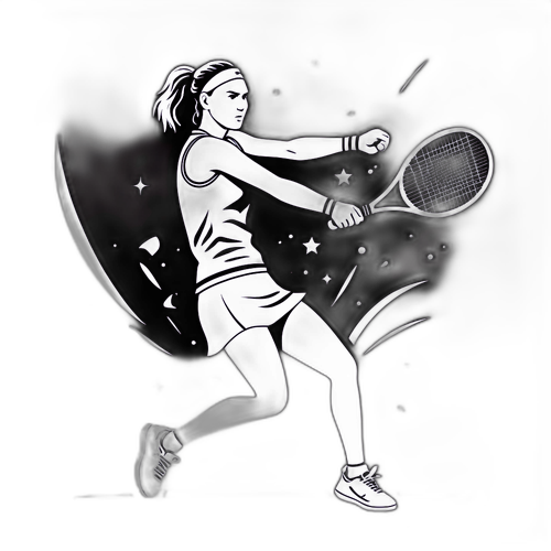 Minimalist tennis scene med Sabalenka