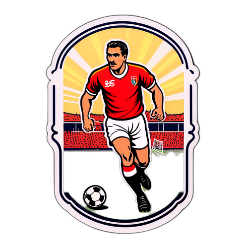 Adesivo a tema sportivo con design vintage dedicato alla storia del calcio di Corigliano Rossano