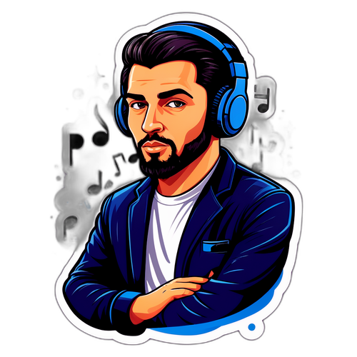 Ilustrație urbană a lui Dani Mocanu cu note muzicale