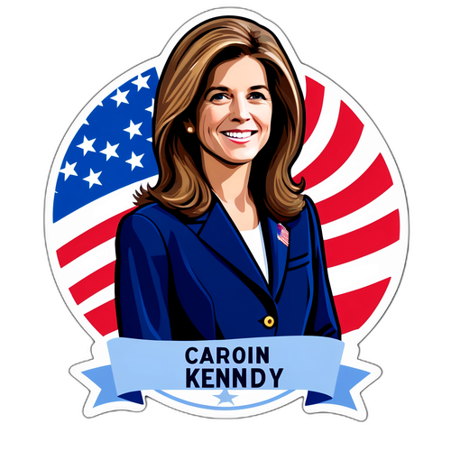 Karakteristik av Caroline Kennedy med amerikansk flagg
