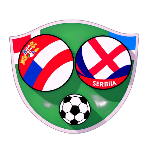 Sports-tema klistremerke med England og Serbias flagg