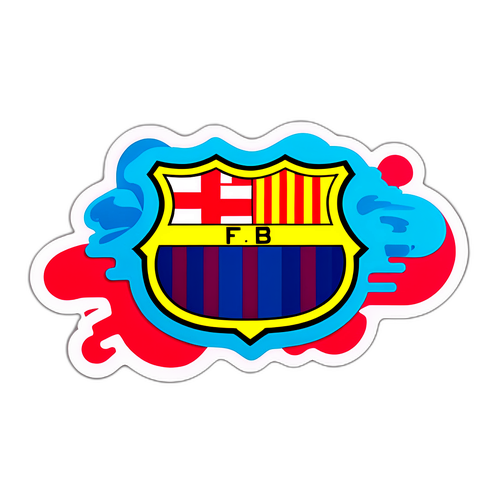 สติกเกอร์แท็กชื่อทีมบาร์เซโลนาในสไตล์กราฟฟิตี้สดใส