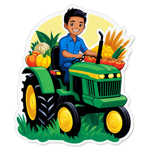 Stiker Piyu Padi di Traktor