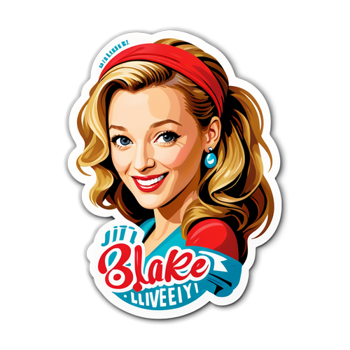 Et lekent klistremerke av Blake Lively med munter typografi