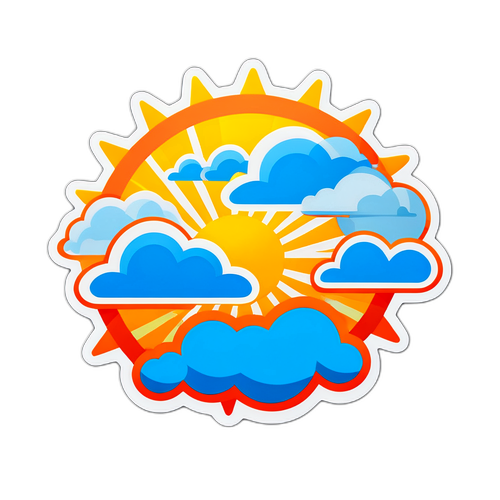 Sticker met Zon en Wolken