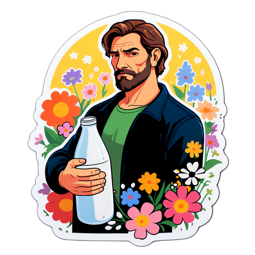 Autocolant artistic cu Leon și floarea