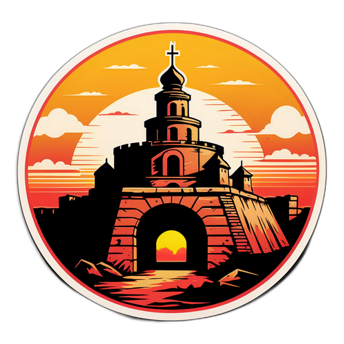 Крепость Брест с оборонительными сооружениями на фоне заката