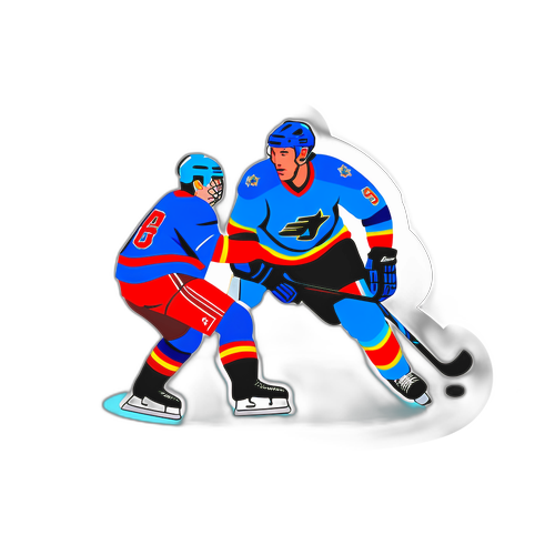 Ст sticker, иллюстрирующий предстоящий хоккейный матч с динамичными фигурами игроков