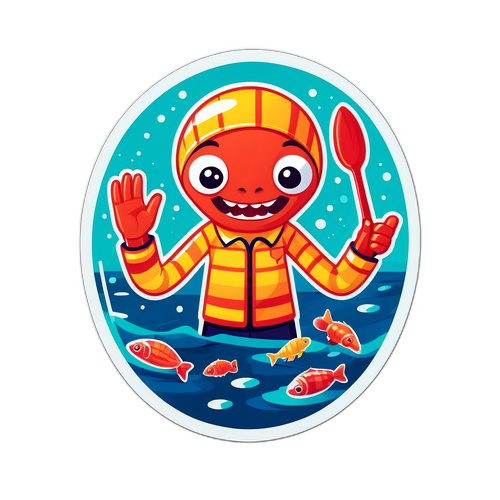 Иллюстрация с игривым персонажем на морской вечеринке