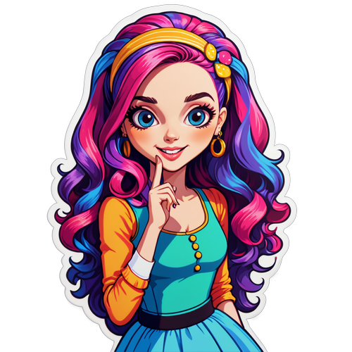 Adesivo di Annalisa con Capelli Colorati