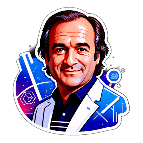 Sticker représentant Xavier Niel avec des éléments technologiques