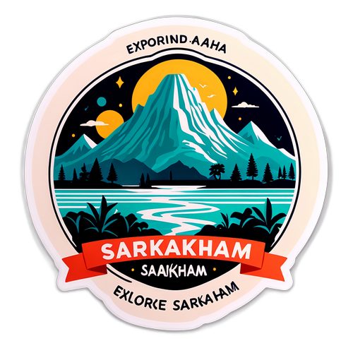 สติ๊กเกอร์ท็อปกราฟฟิกของมหาสารคาม พร้อมข้อความเชิญชวน "สำรวจมหาสารคาม"