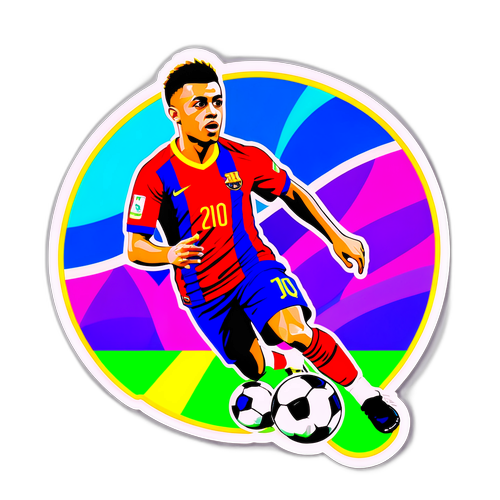 Samolepka Rafinha driblí na fotbalovém hřišti