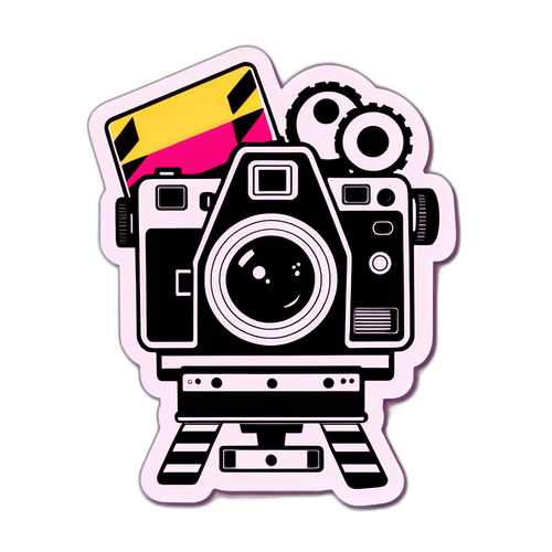 फिल्म कैमरा और क्लैपरबोर्ड वाले स्टिकर