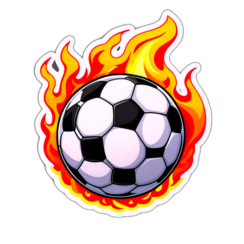 Design de uma bola de futebol cercada por chamas
