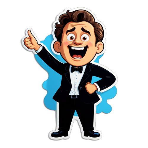 Sticker van Jonas Van Geel in een komische pose
