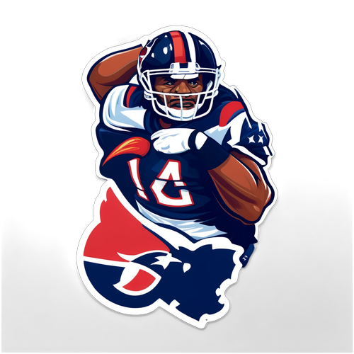 Un sticker representando a los Houston Texans y Kansas City Chiefs en el campo, con el lema '¡La batalla comienza!'