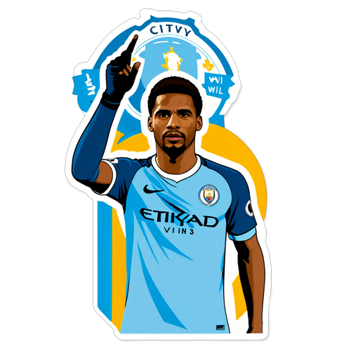 Sticker cầu thủ Man City với khẩu hiệu "Chúng ta sẽ chiến thắng."