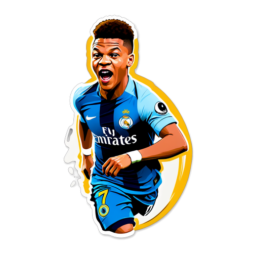 Sticker vibrant cu Kylian Mbappé în acțiune